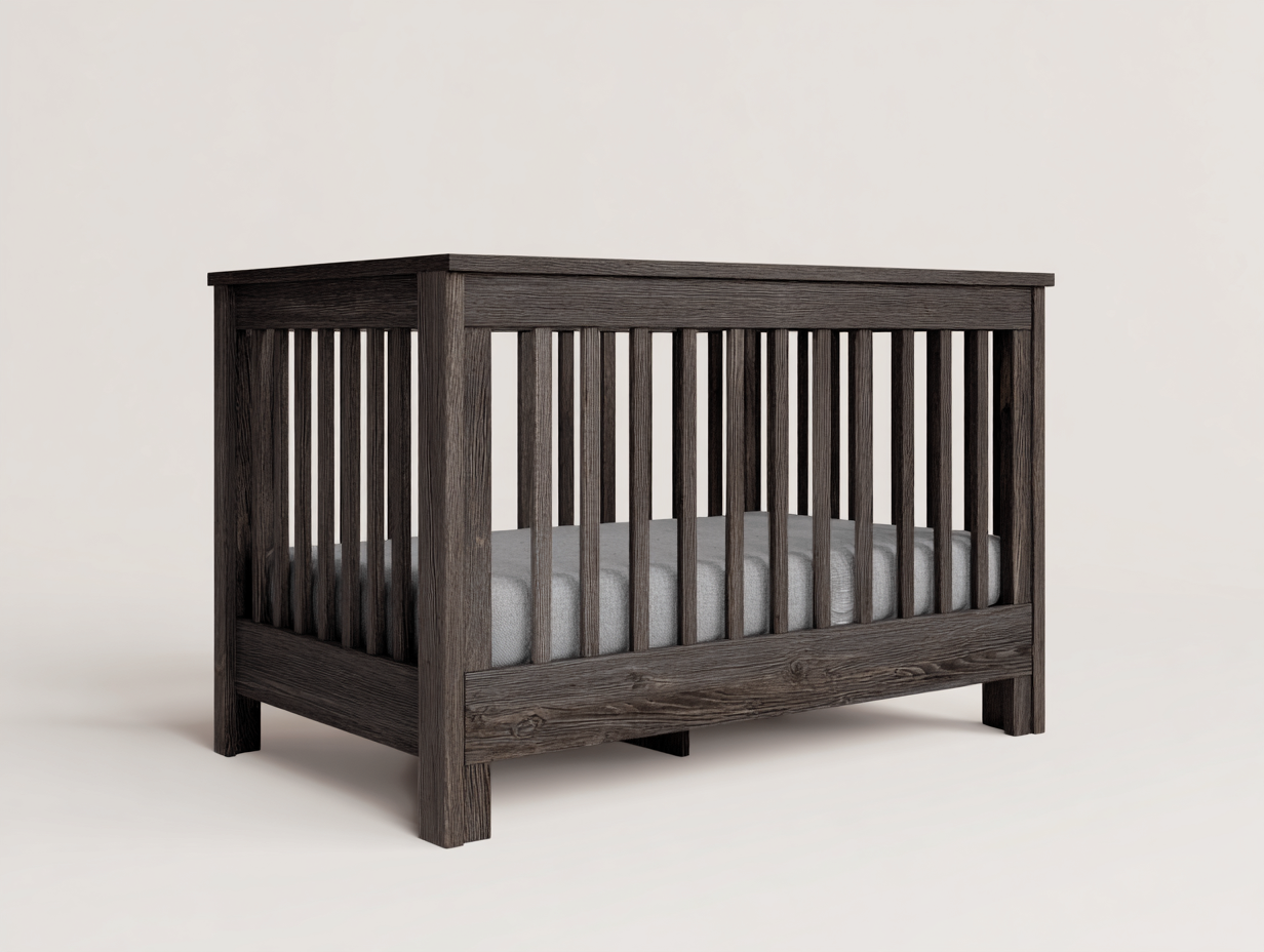 Cuna para bebé-madera maciza-120x60x90 cm-marrón oscuro-estilo moderno estructura resistente-Loroyhaus