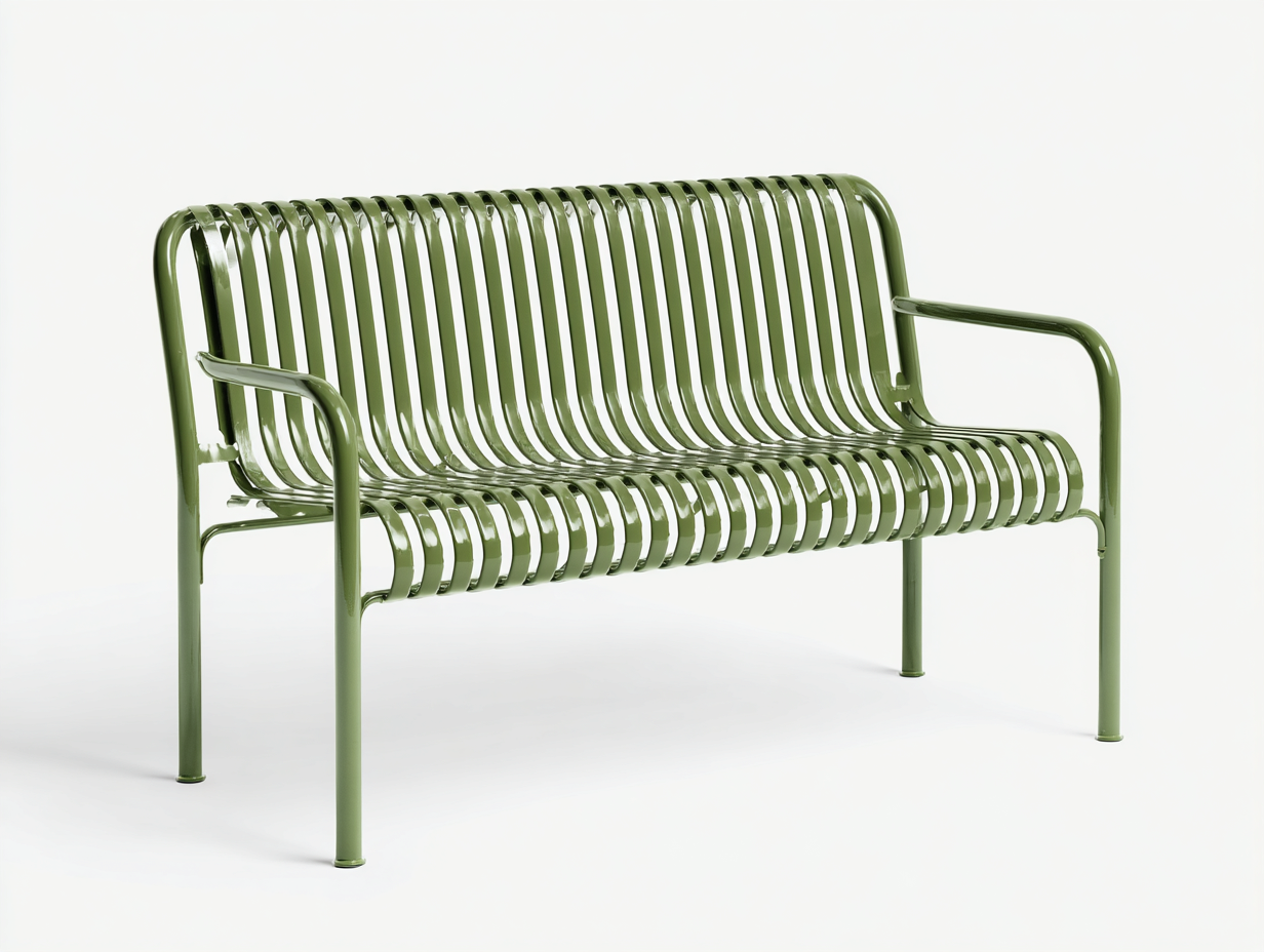 Banco de jardín-metal-130x50x82 cm-verde-exterior-diseño moderno-Loroyhaus