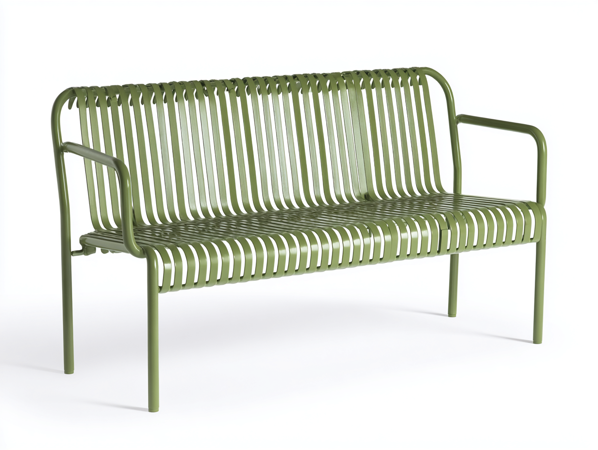 Banco de jardín-metal-125x45x80 cm-verde-exterior-diseño moderno-Loroyhaus