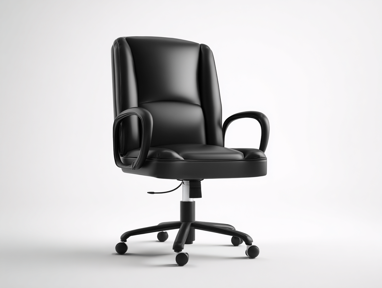 Silla de oficina ergonómica - cuero sintético 65x65x105 cm - color negro - con reposabrazos base con ruedas ajustable giratoria-Loroyhaus