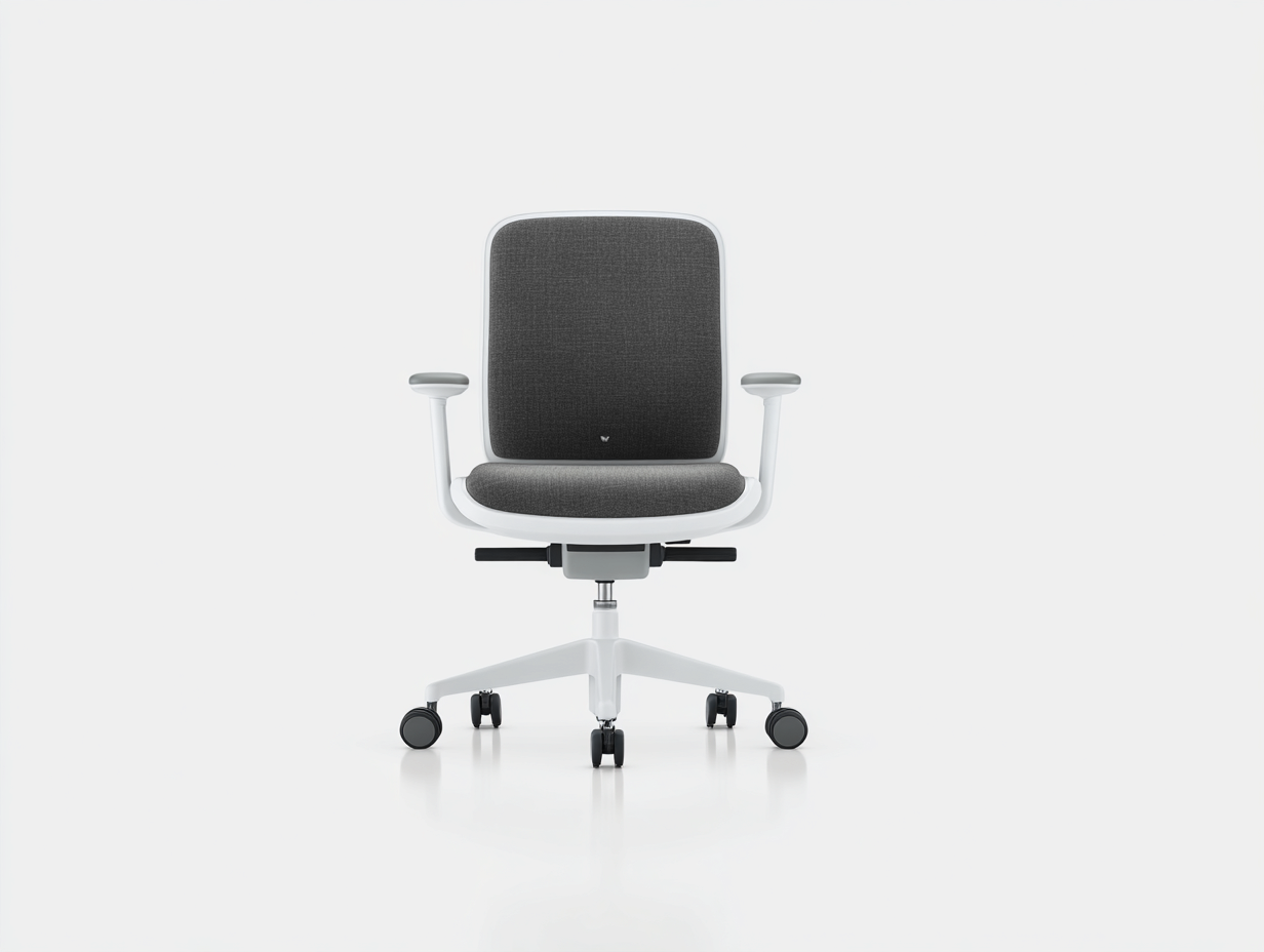 Silla de oficina ergonómica - tela 62x62x95 cm - color gris oscuro - base blanca con ruedas ajustable giratoria-Loroyhaus