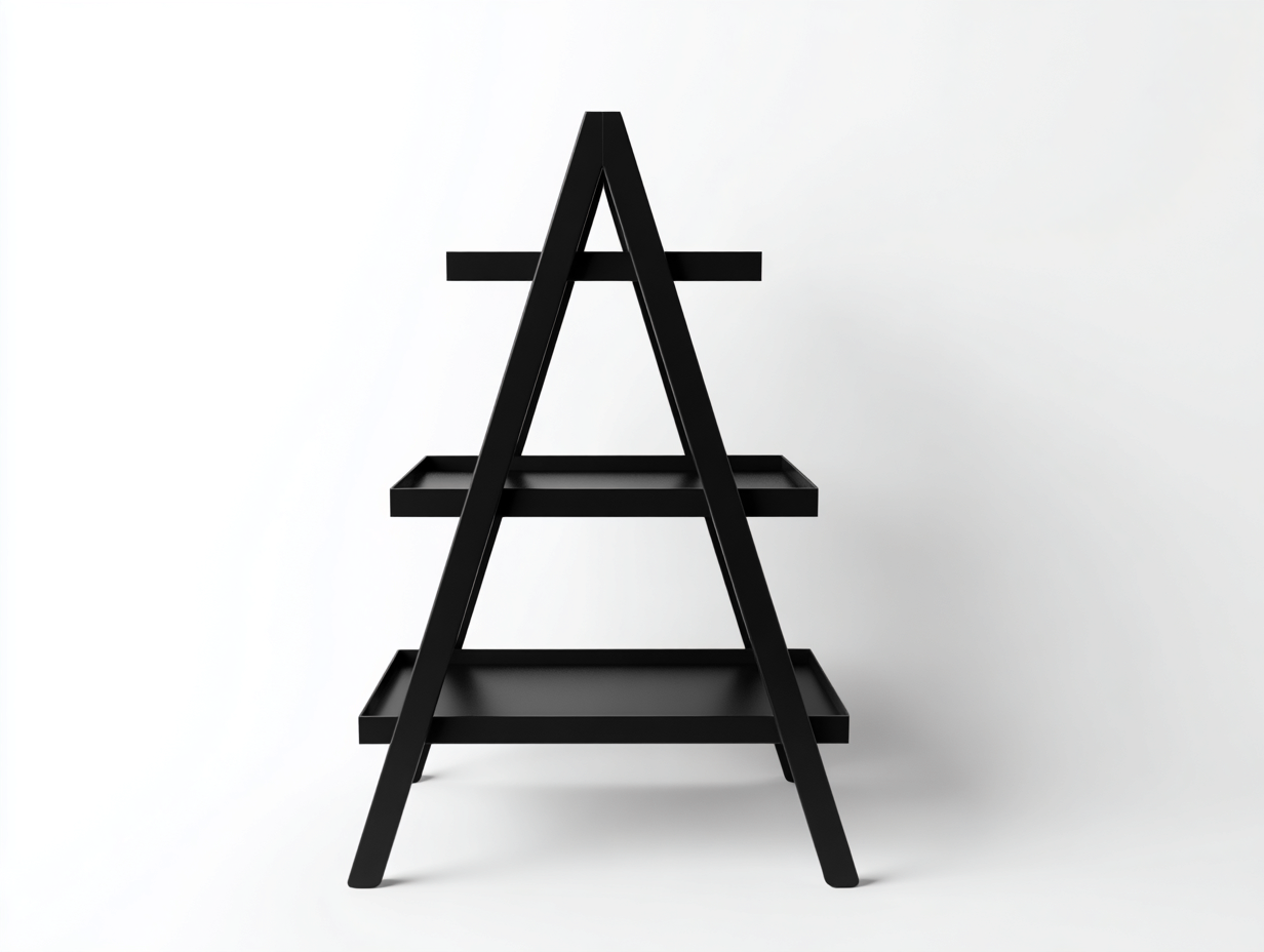 Vitrina estantería tipo A - madera 70x35x120 cm - color negro - diseño triangular moderno de 3 niveles-Loroyhaus