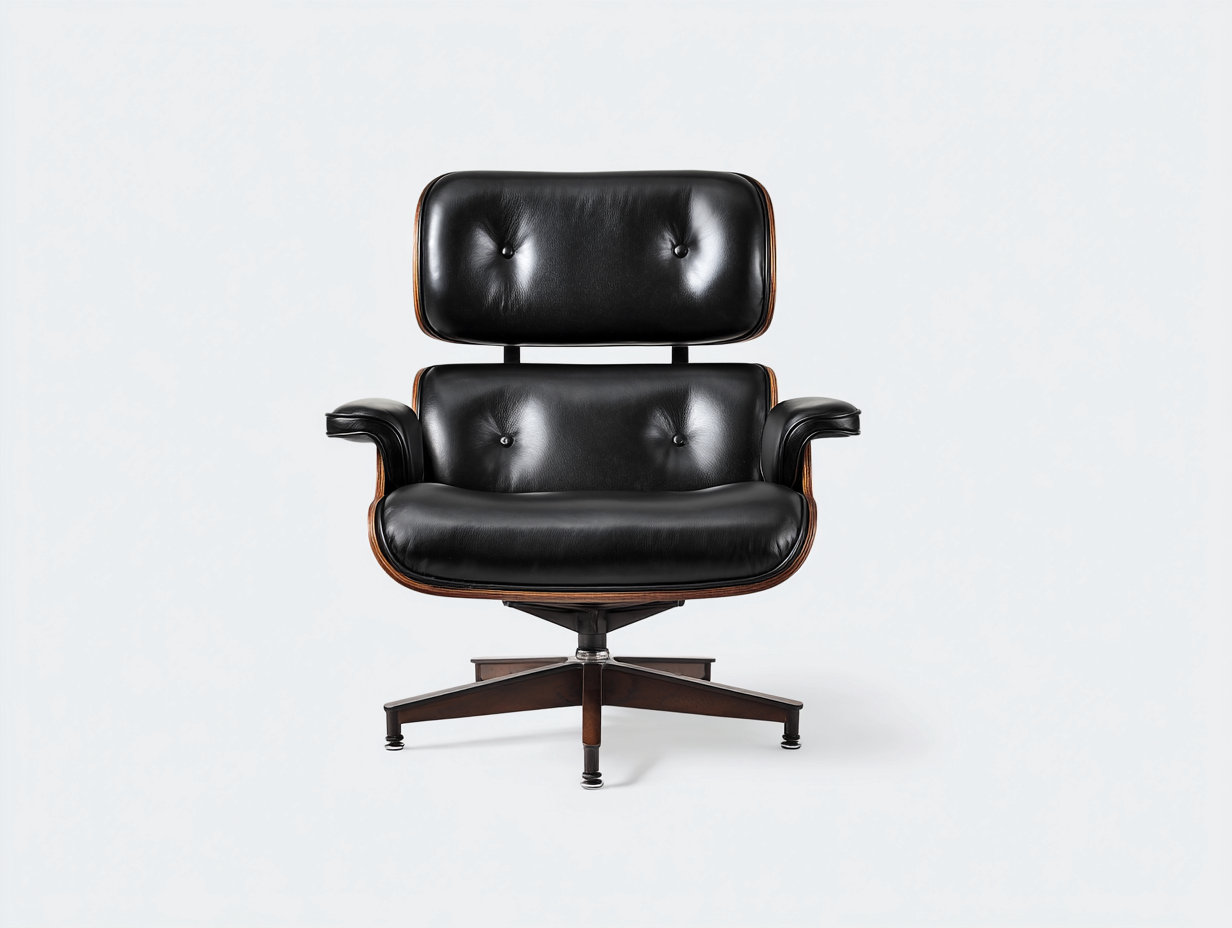 Sillón de oficina ejecutivo giratorio - cuero sintético y madera 90x85x110 cm - color negro y marrón - base metálica estable-Loroyhaus