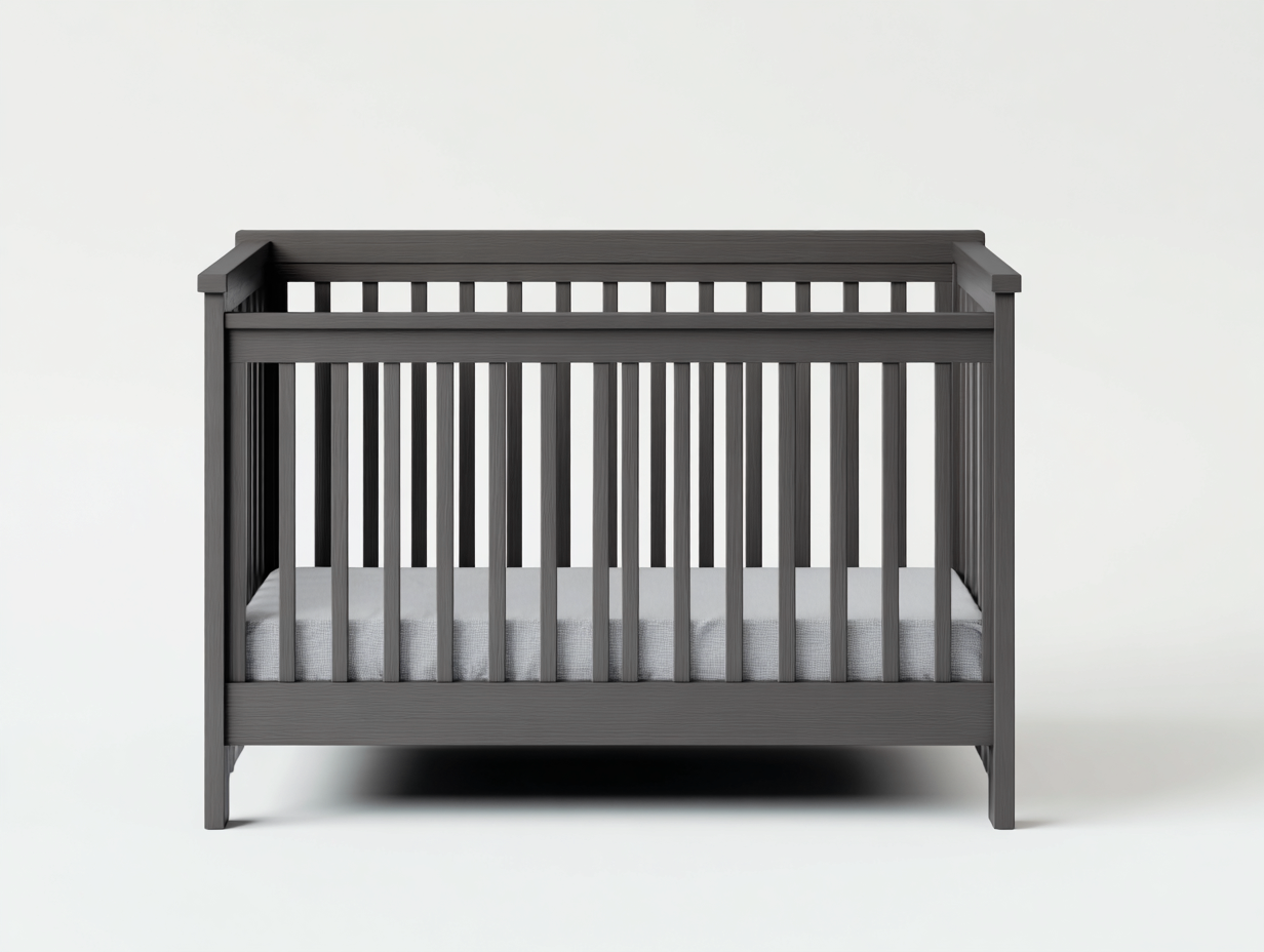 Cunas para bebé - madera maciza - 120x60x90 cm - gris oscuro - dormitorio infantil - diseño moderno minimalista-Loroyhaus
