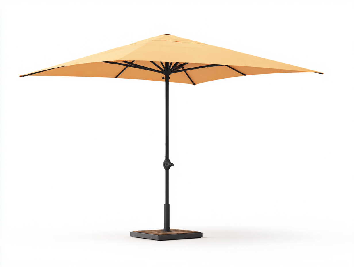 Sombrilla de jardín cuadrada - poliéster 250x250x255 cm - color amarillo claro - mástil metálico central inclinable ajustable-Loroyhaus