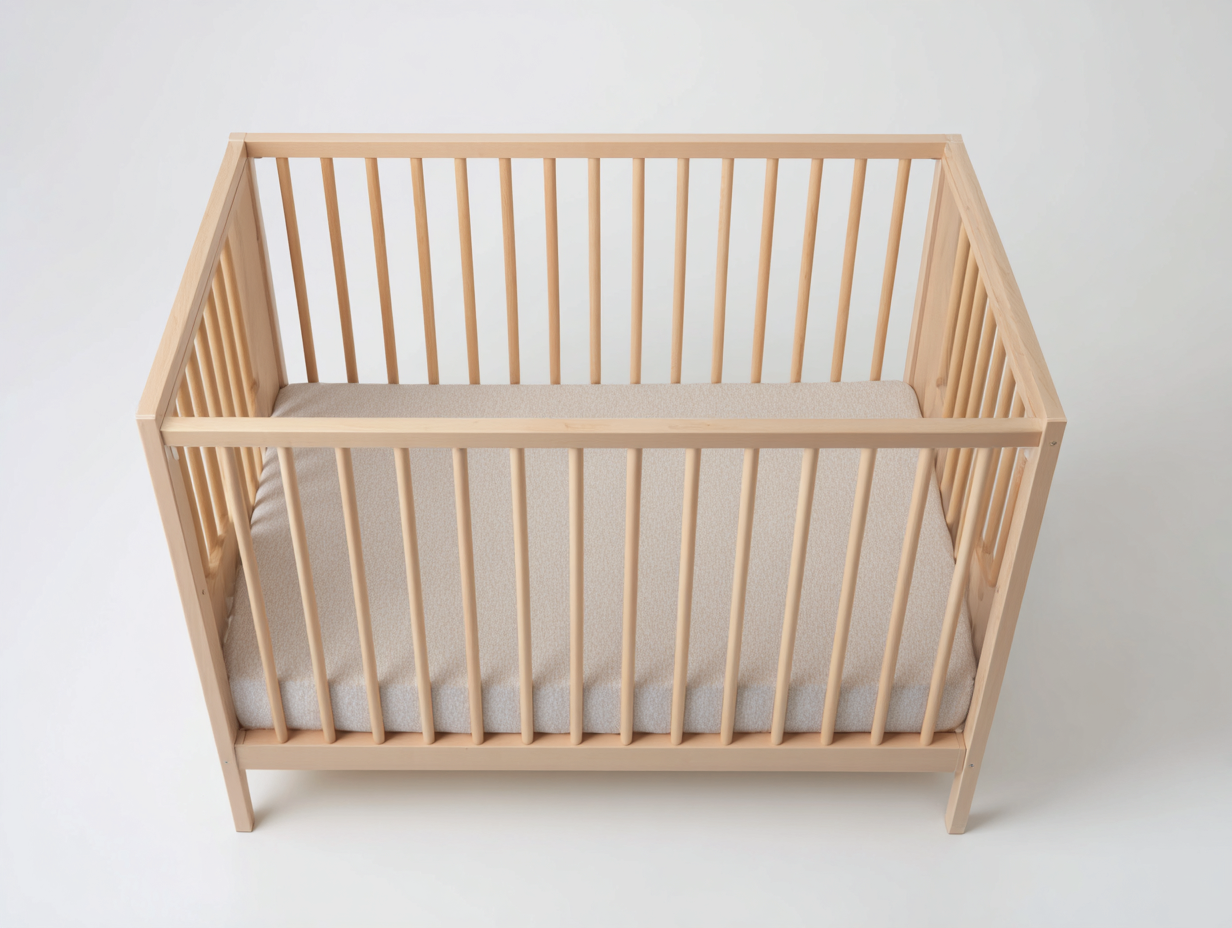 Cuna para bebé-madera maciza-120x60x90 cm-madera natural-estilo minimalista con barrotes de seguridad-Loroyhaus