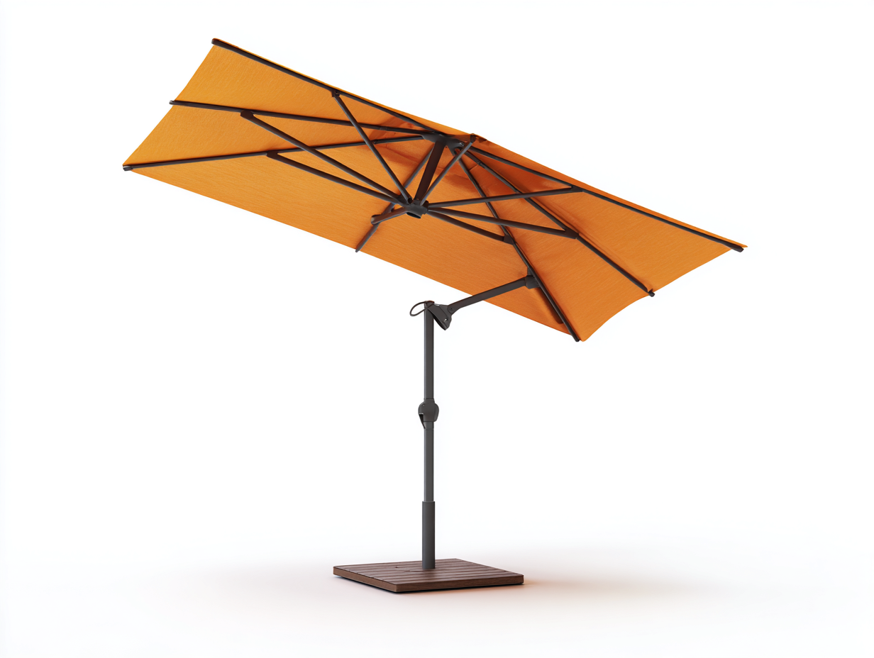 Sombrilla de jardín rectangular - poliéster 300x200x250 cm - color naranja - estructura metálica lateral inclinable ajustable-Loroyhaus