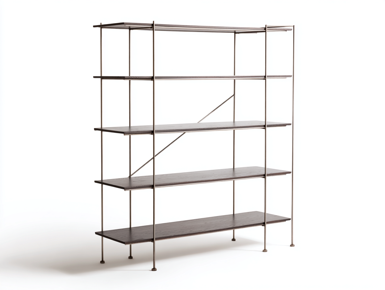 Vitrina estantería industrial grande - madera y metal 160x40x180 cm - color marrón oscuro - diseño abierto multicapa resistente-Loroyhaus