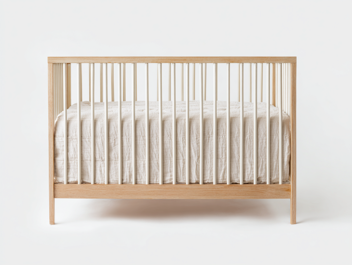 Cunas para bebé - madera maciza - 120x60x90 cm - roble claro y blanco - dormitorio infantil - diseño moderno-Loroyhaus