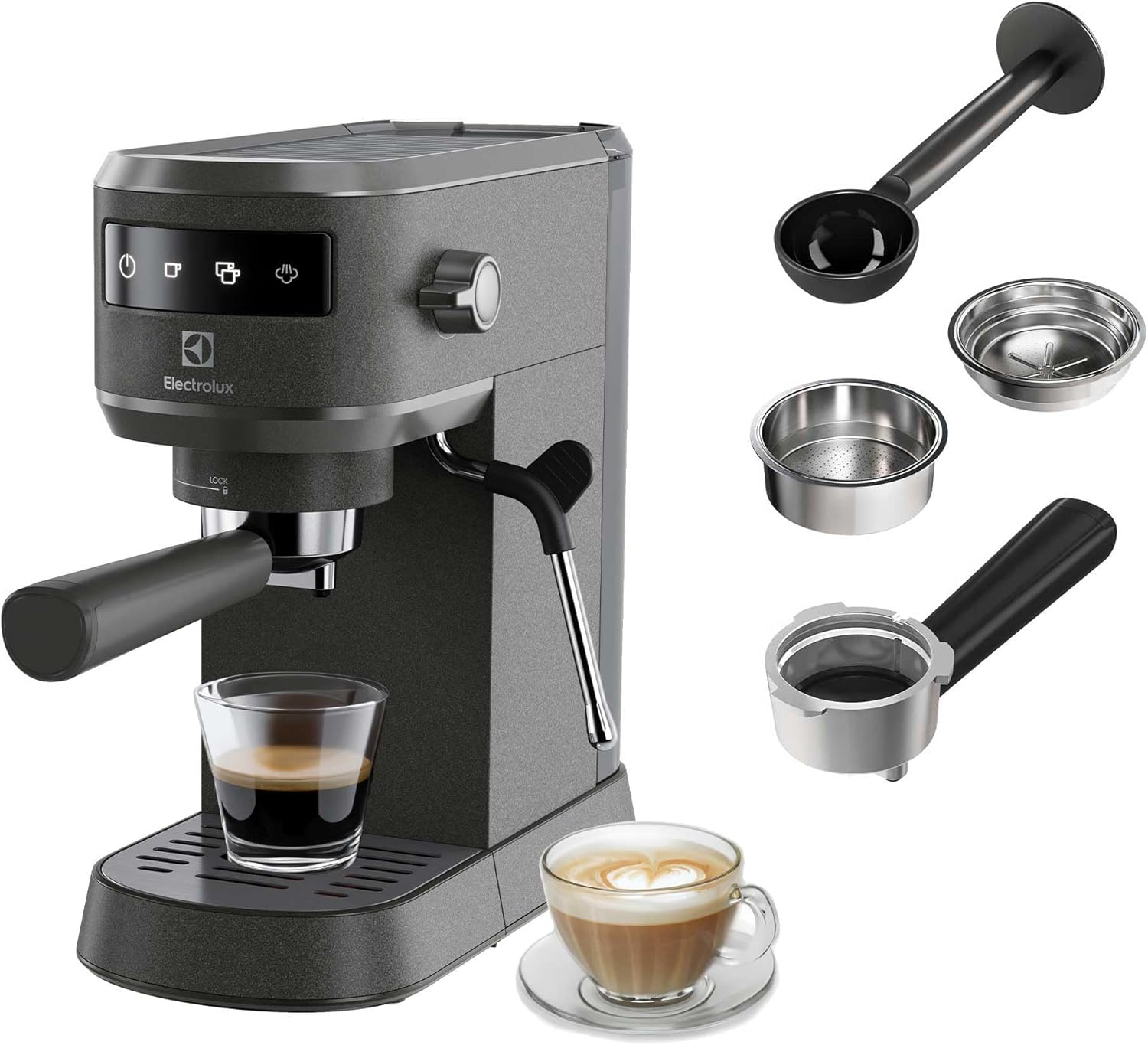 Electrolux Explorer 6 E6EC1-6BST - Máquina espresso Black Inox - Control térmico y espumador leche-Simonninest