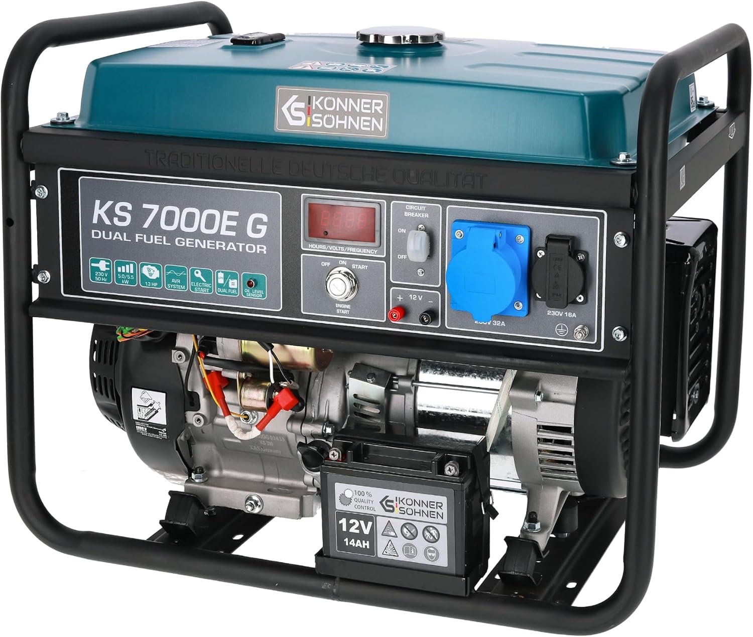 KS 7000E G - Generador doble combustible gasolina y gas - 5500 W 230 V AVR y protección sobrecarga-Simonninest