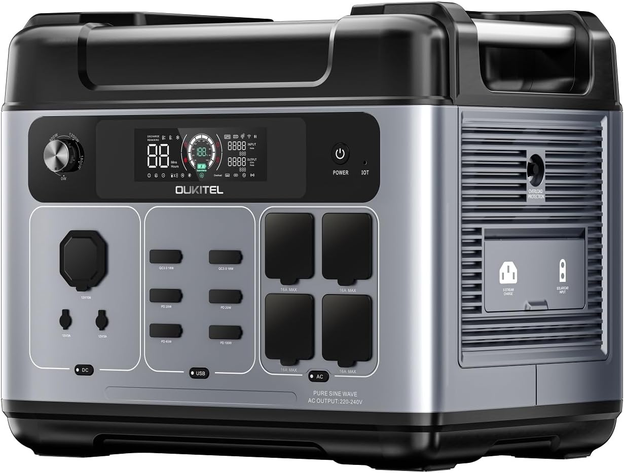 OUKITEL P2001 Plus - Estación de energía portátil 2048 Wh - 4 salidas CA 2400 W y pico 4800 W-Simonninest