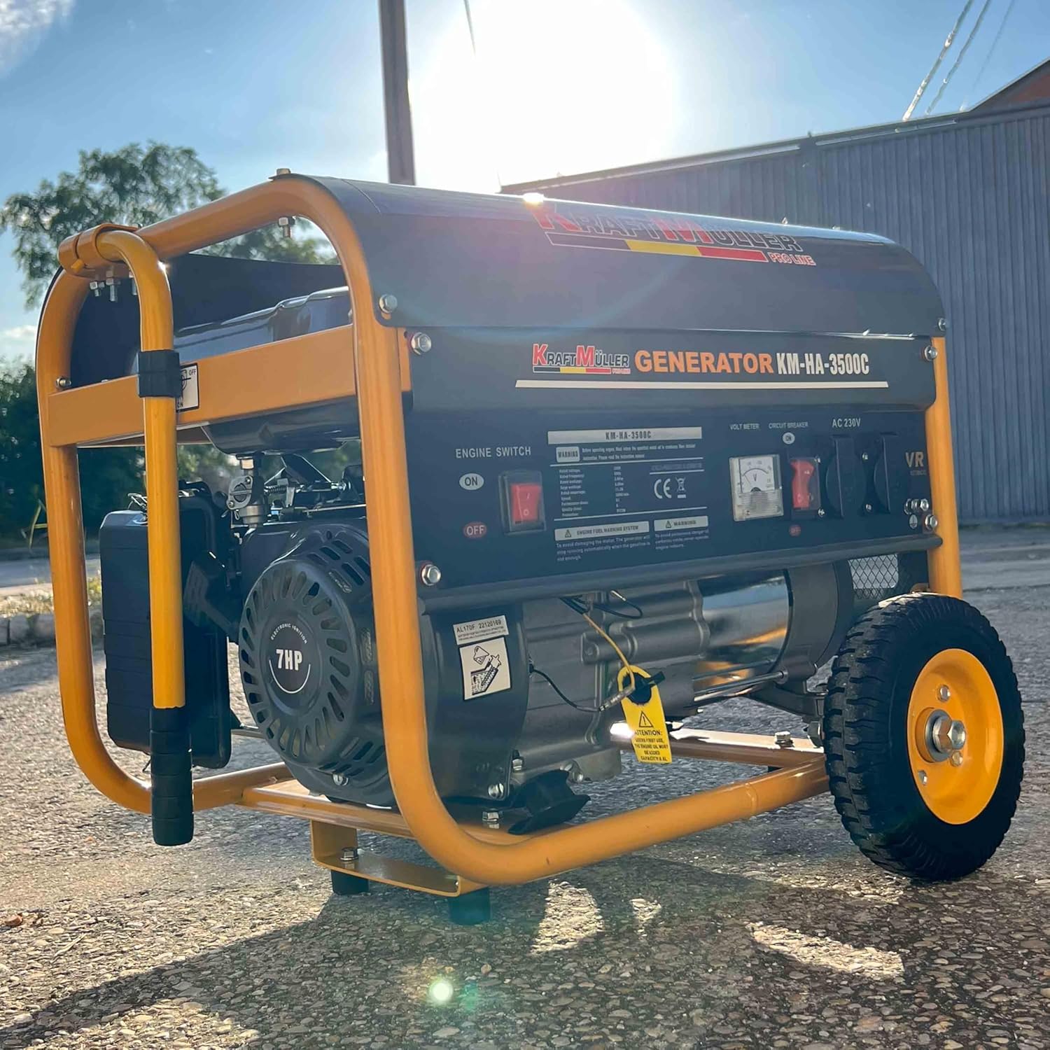 KraftMüller KM-3500C - Generador portátil gasolina 2800 W - 220 V para obras riego y emergencias-Simonninest