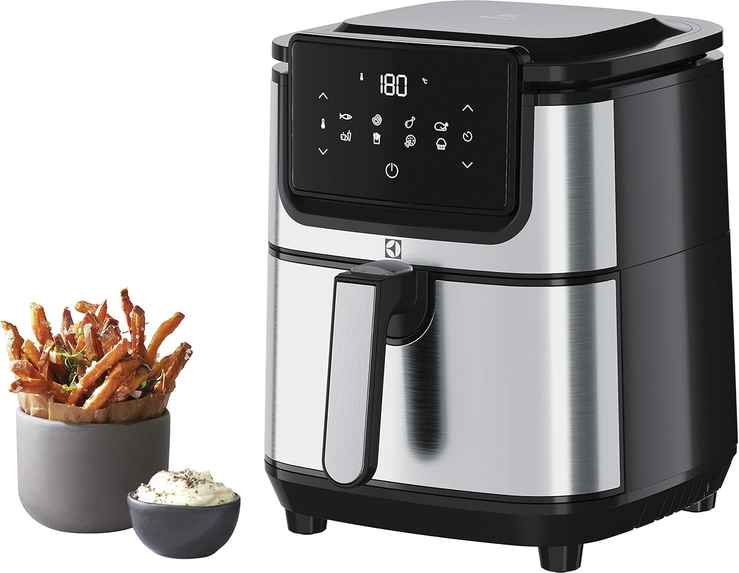Freidora de aire Electrolux E6AF1 4ST - 3,5 L y 1500 W - 8 programas - acero plateado y negro-Simonninest