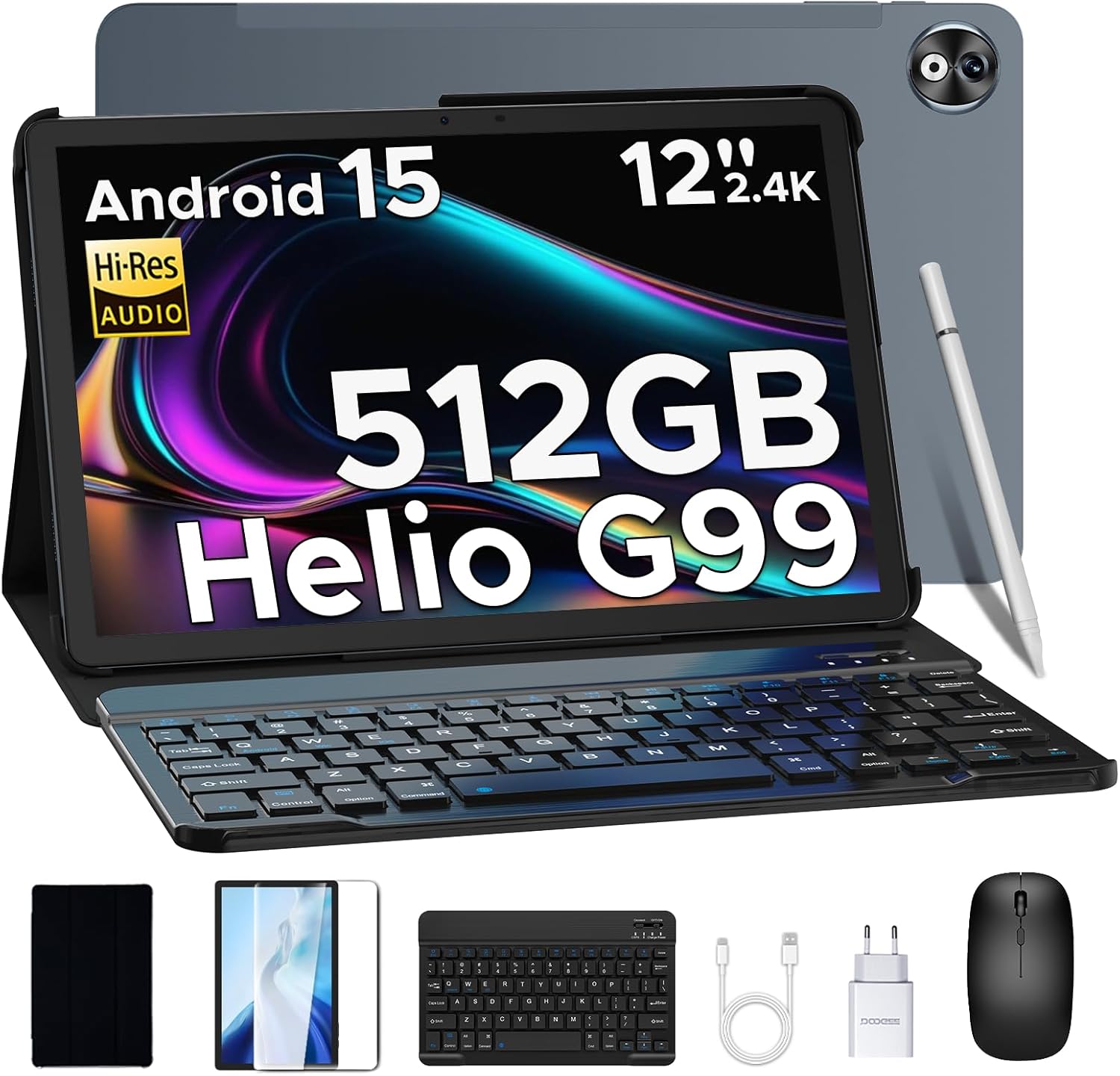 DOOGEE T40 Pro tablet Android 15 - 12 pulgadas 2,4K - teclado 512 GB - batería 10800 mAh gris-Simonninest