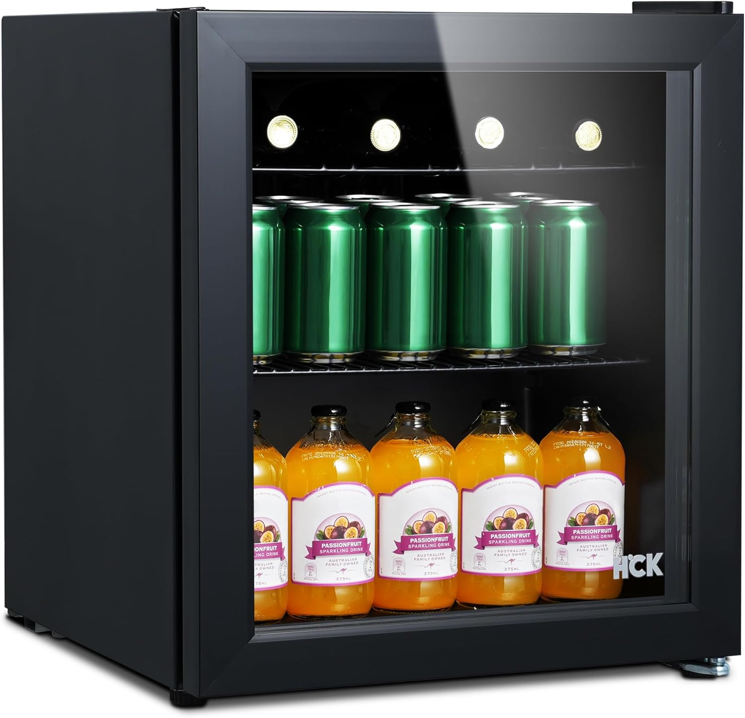 HCK mini nevera 42L - Puerta de vidrio negra - Temperatura 0 a 15 C - Bar oficina y exterior-Simonninest