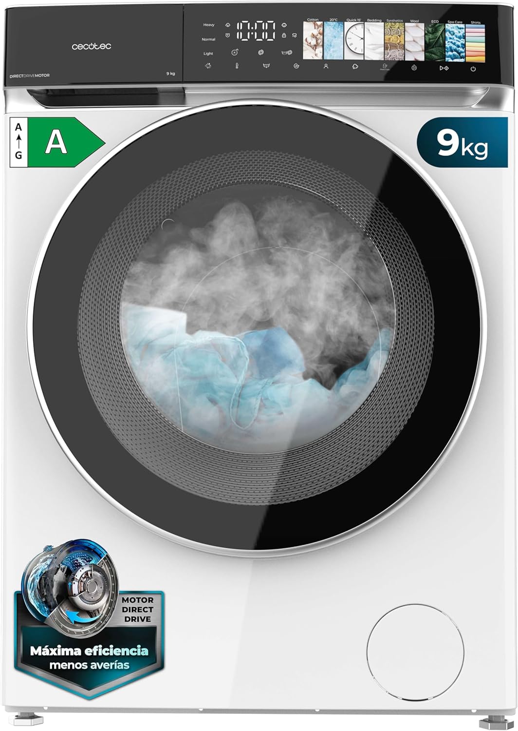 Cecotec Bolero DressCode 9970 lavadora 9 kg - Direct Drive y vapor - PantallaFullColor - 1400 rpm-Simonninest