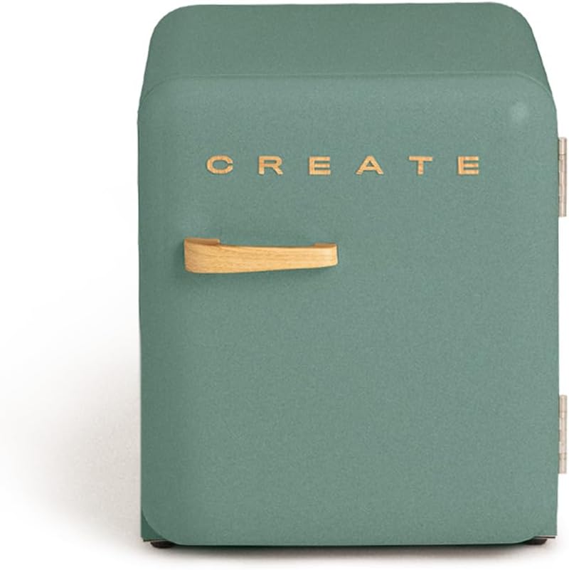 CREATE Retro Fridge 50 Wood - Frigorífico minibar 48 L - Diseño retro con maneta madera - Verde Sage-Simonninest