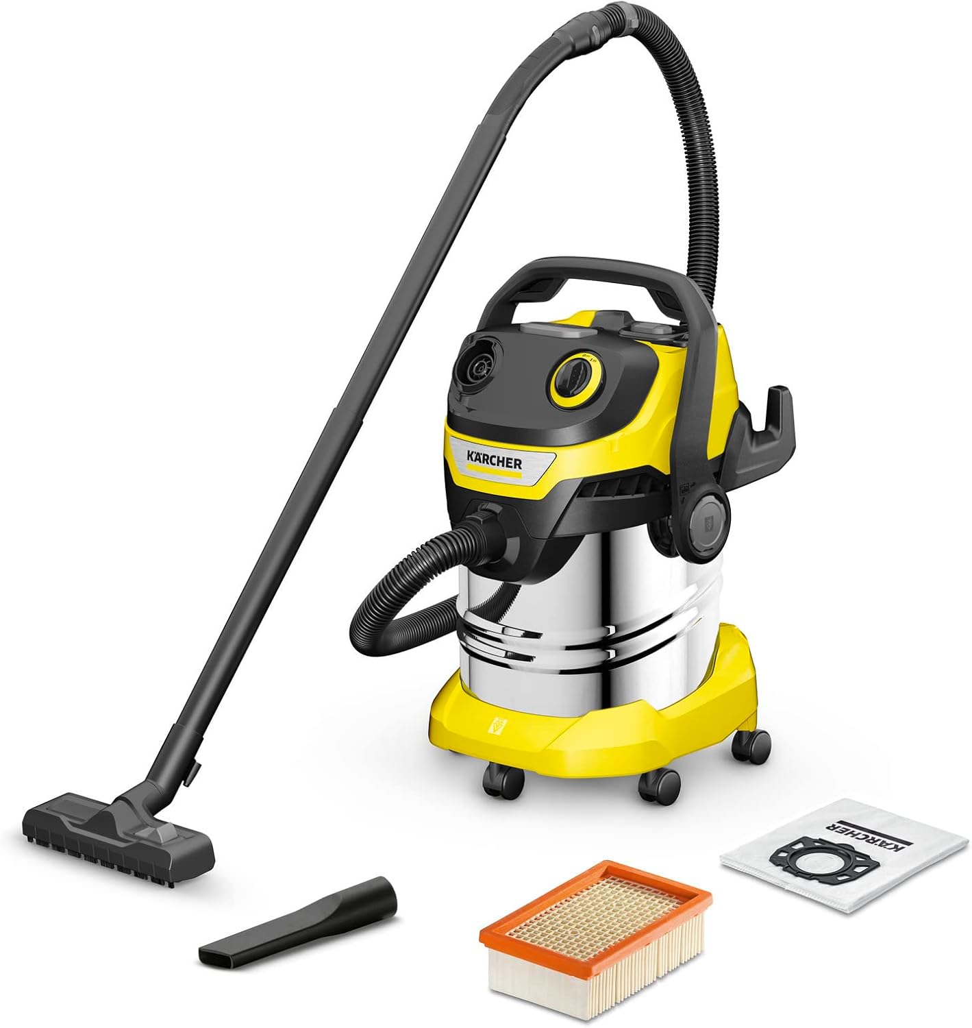 Aspirador Kärcher WD 5 S V 25522 seco y húmedo - 1100 W - depósito 25 L - filtro plano y manguera 2,2 m-Simonninest