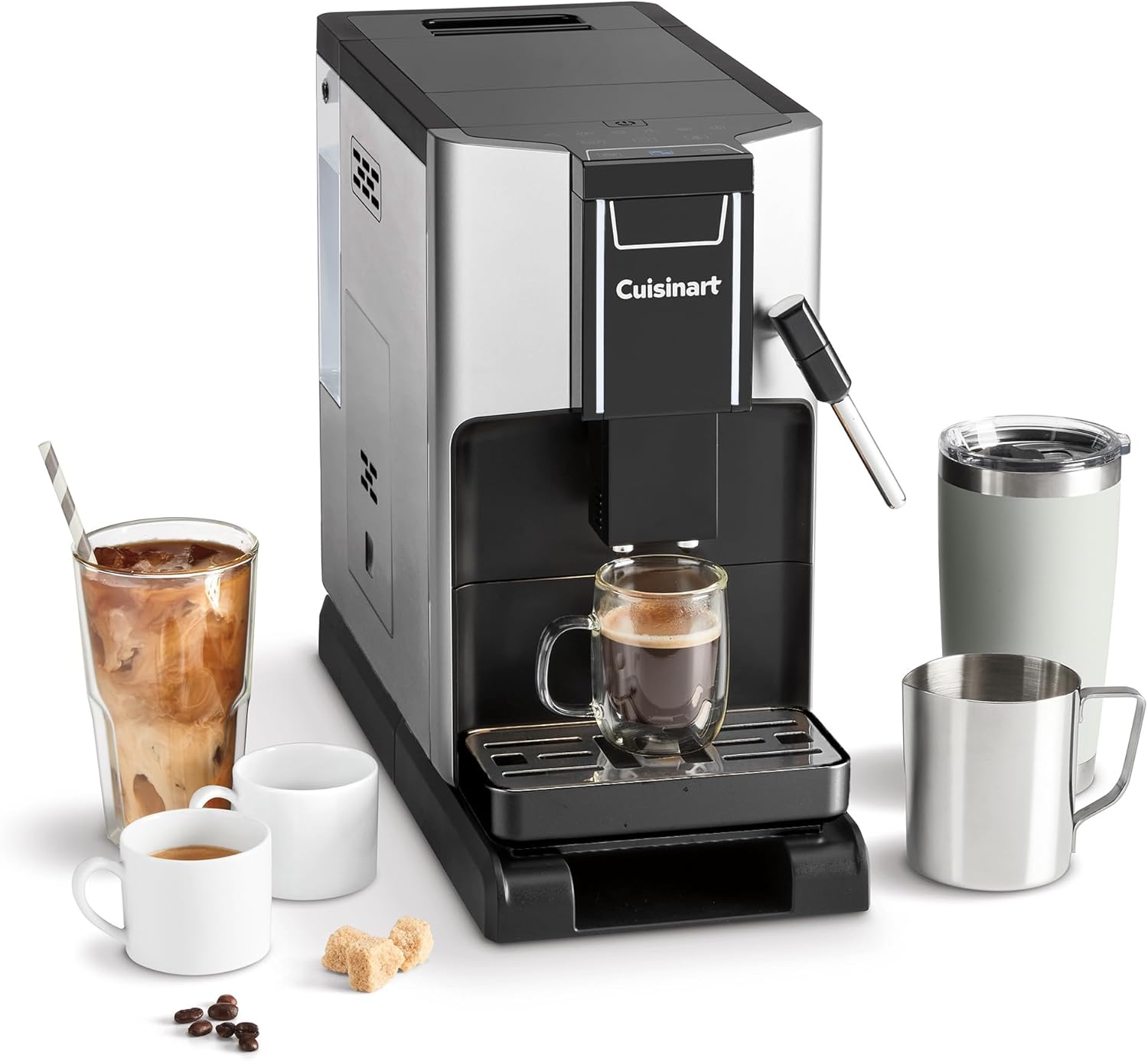 CUISINART cafetera automática gris - Máquina espresso grano a taza - 4 cafés y espumador integrado-Simonninest