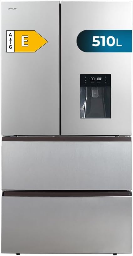 Cecotec Bolero CoolMarket FD 510 WD Inox E - Frigorífico puerta francesa 510 litros - Dispensador agua - Total NoFrost-Simonninest