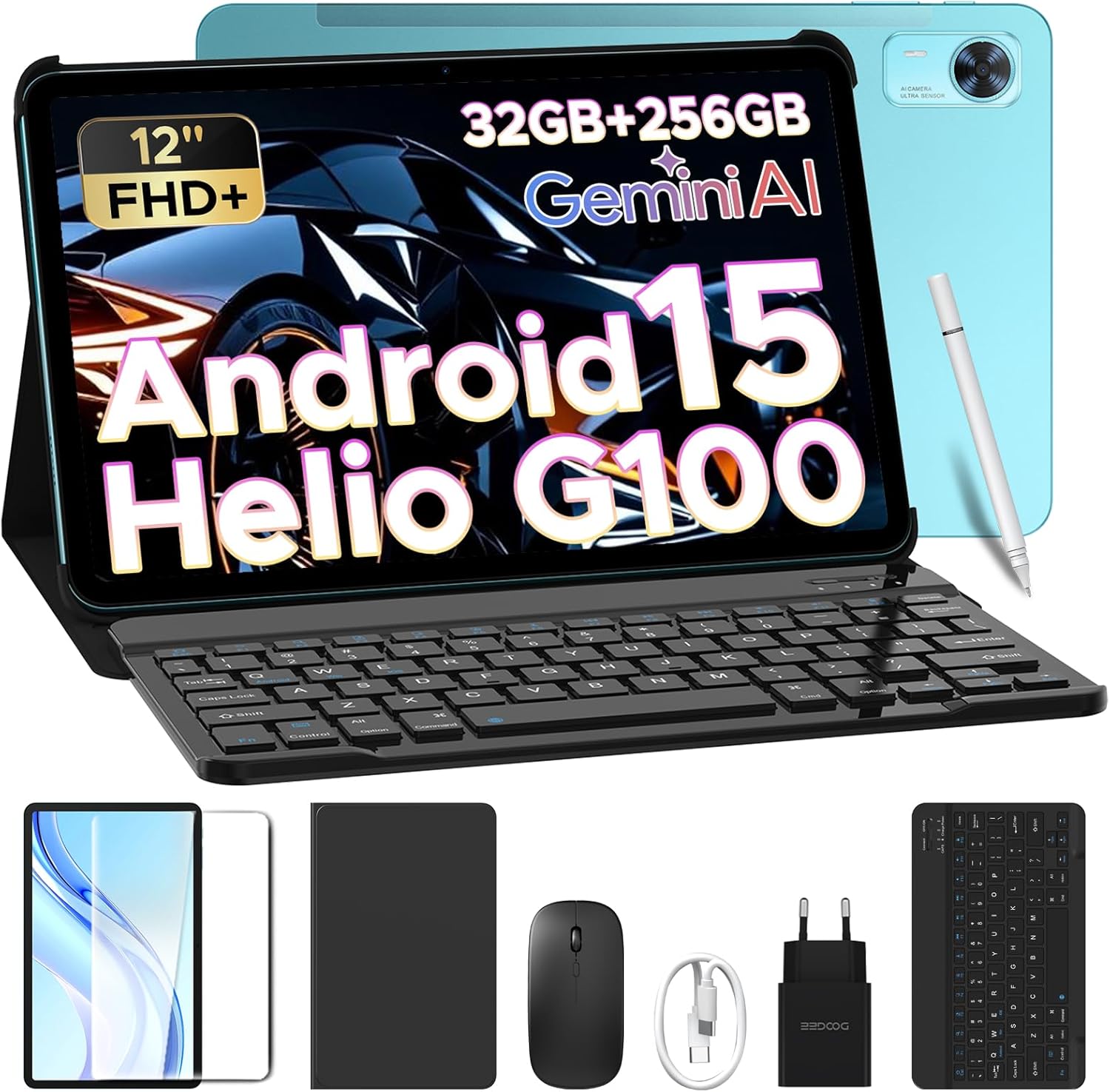 Tablet DOOGEE Tab E3 VIP Android 15 - 12 pulgadas y Gemini AI - 32 GB RAM con teclado y lápiz gris-Simonninest