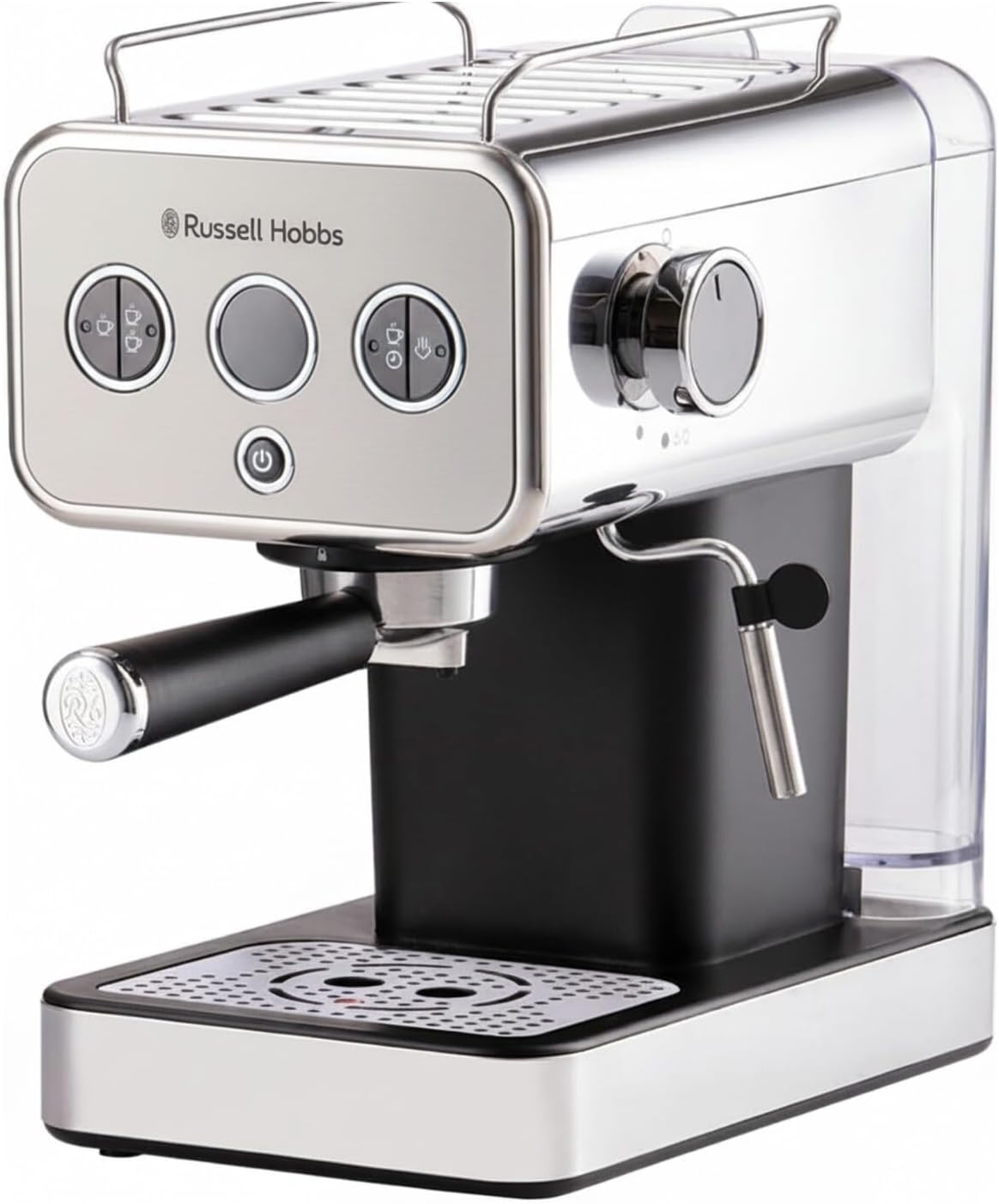 Russell Hobbs - Cafetera espresso 2 tazas - Calentador de tazas y acabado marrón - Titanio-Simonninest