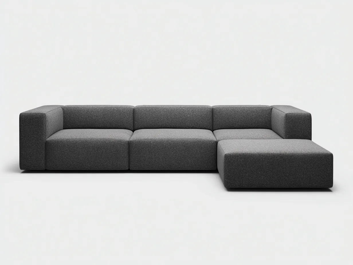 Sofá esquinero 288x172x78 cm - gris antracita - tejido estructurado - para salón - volumen compacto de estilo moderno