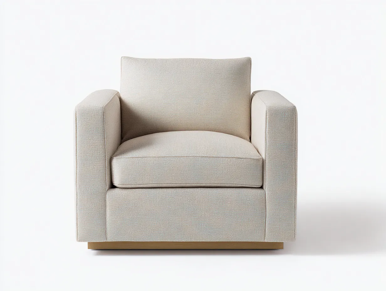 Sillón tapizado 90x87x83 cm - beige claro - base de madera - para salón