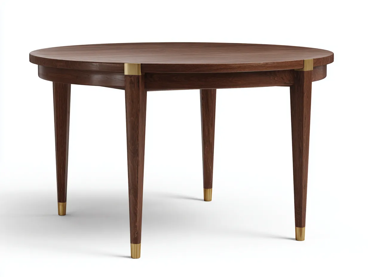 Mesa de comedor ovalada de madera 180x110x76 cm - nogal oscuro y dorado - para comedor - estilo elegante con patas cónicas