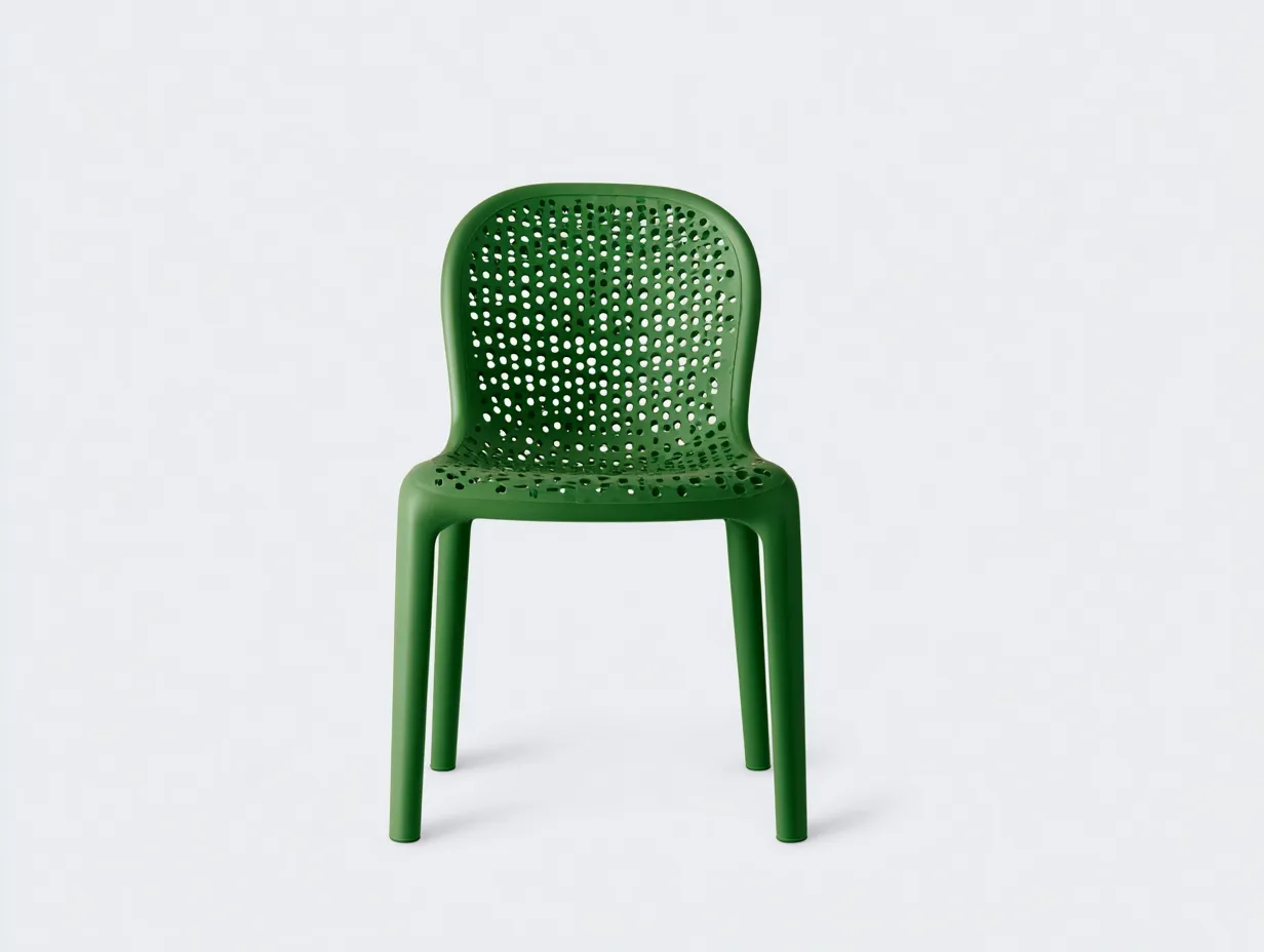 Silla de comedor 52x54x82 cm - verde oscuro - polipropileno perforado - para exterior - cuerpo continuo de estilo orgánico