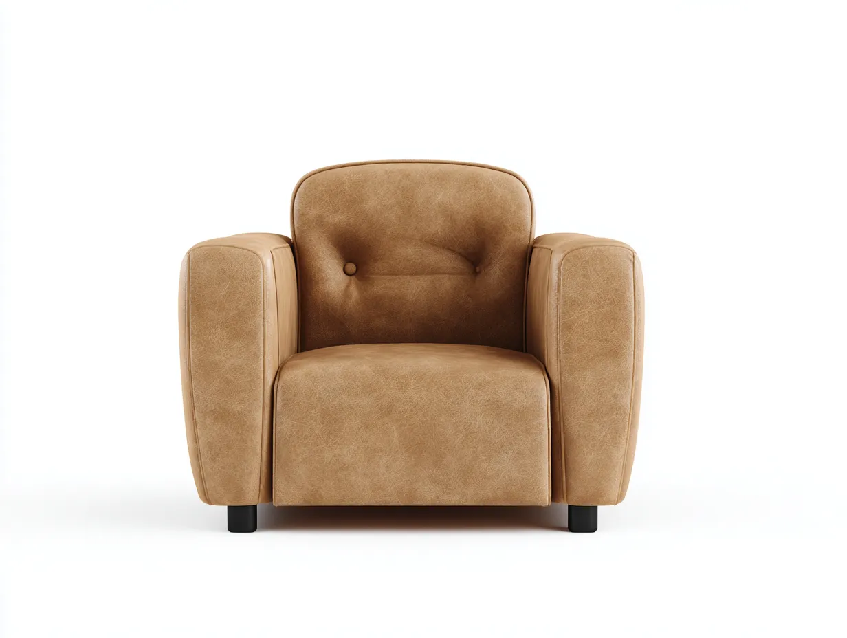 Sillón tapizado 88x84x82 cm - camel - estilo retro con respaldo curvo - para salón