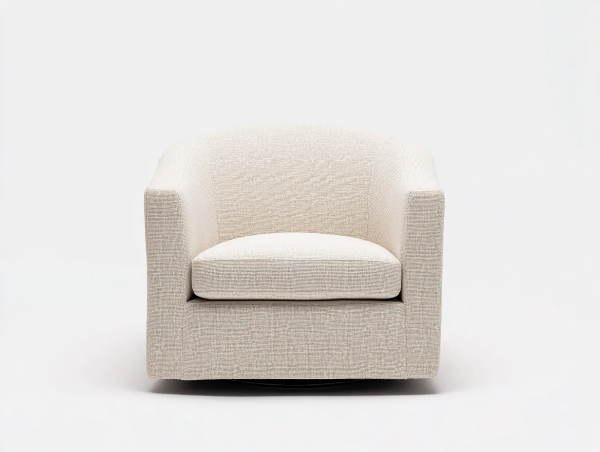 Sillón tapizado 86x85x79 cm - crema - base giratoria oculta - para salón