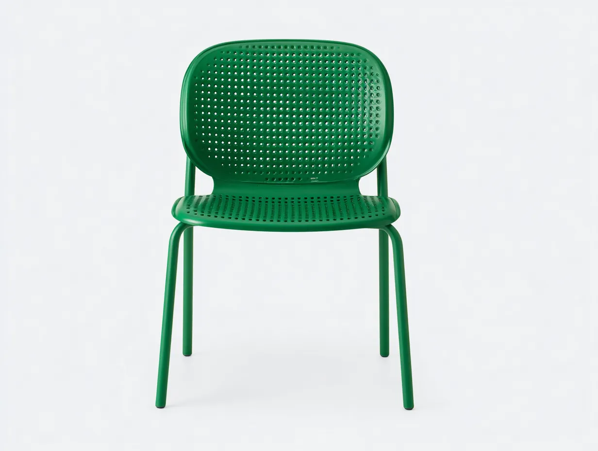 Silla de comedor 54x56x81 cm - verde esmeralda - polipropileno perforado - para exterior - diseño curvo apilable