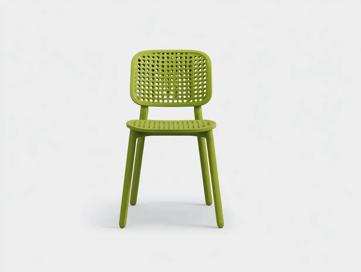 Silla de comedor 50x52x79 cm - verde oliva - polipropileno perforado - para exterior - respaldo compacto de líneas suaves