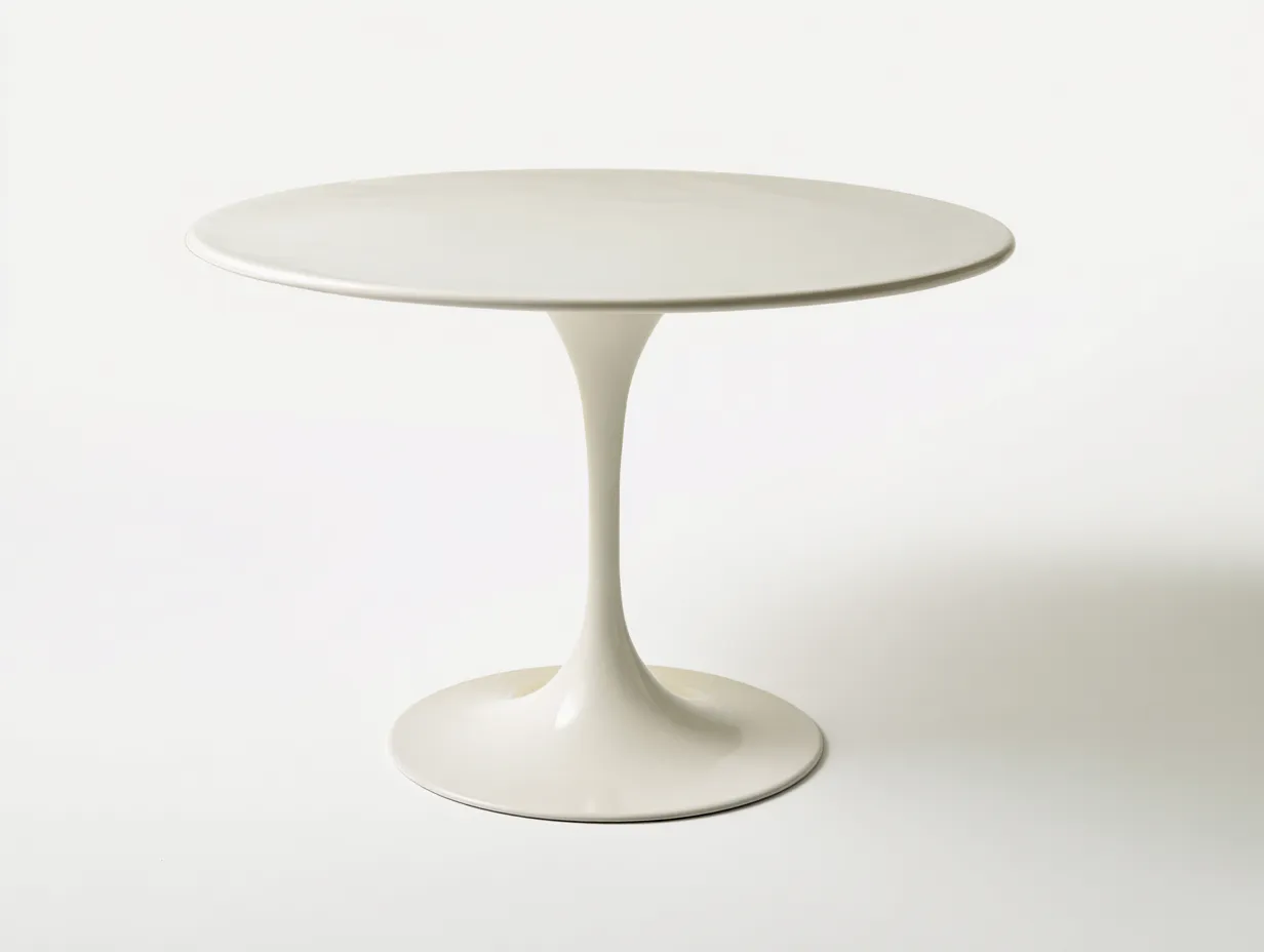 Mesa de comedor redonda de acabado lacado 120x120x74 cm - blanco roto - para comedor - base central tipo pedestal