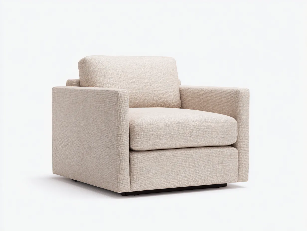 Sillón tapizado 91x89x84 cm - marfil - líneas rectas - para salón