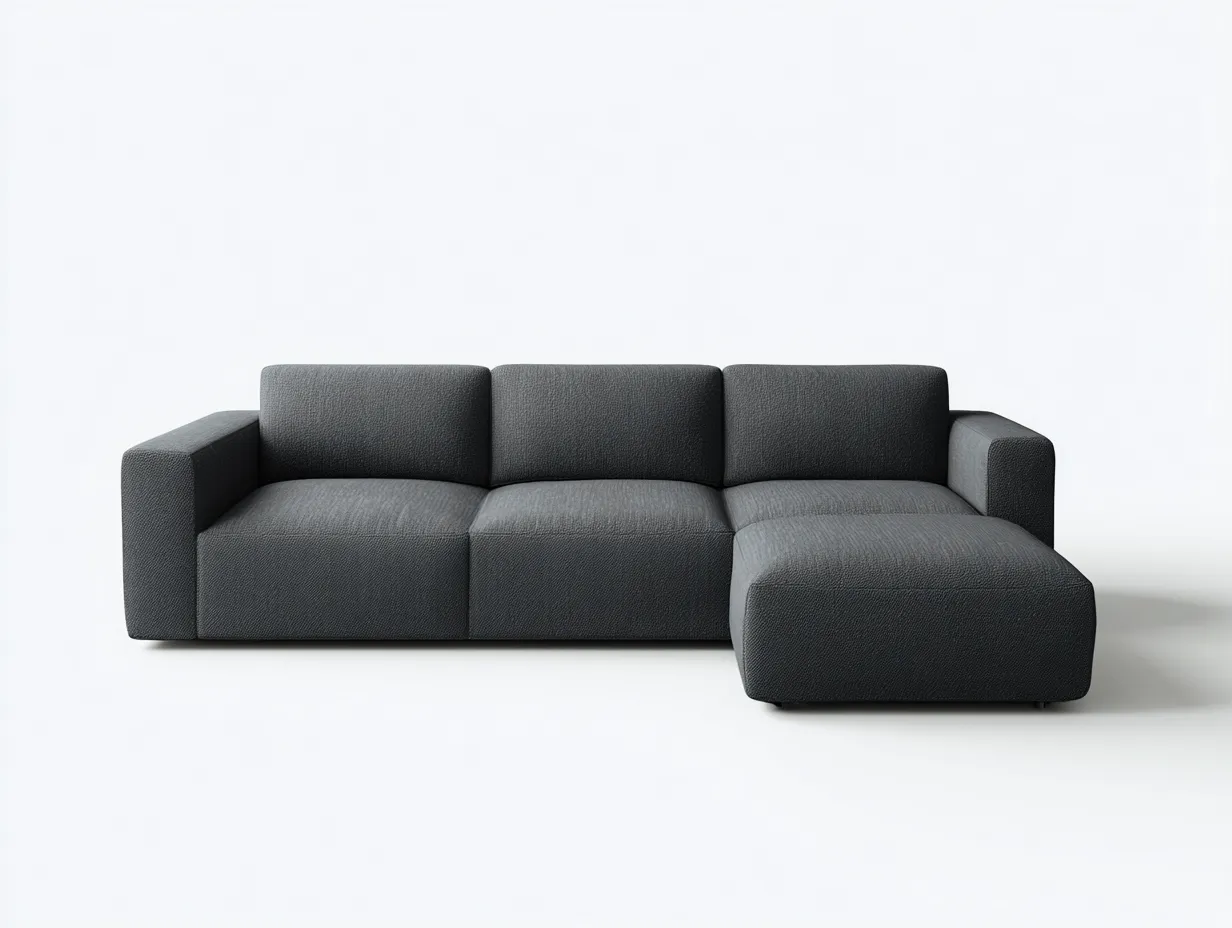 Sofá esquinero 276x162x76 cm - gris oscuro - tejido estructurado - para salón - composición modular contemporánea