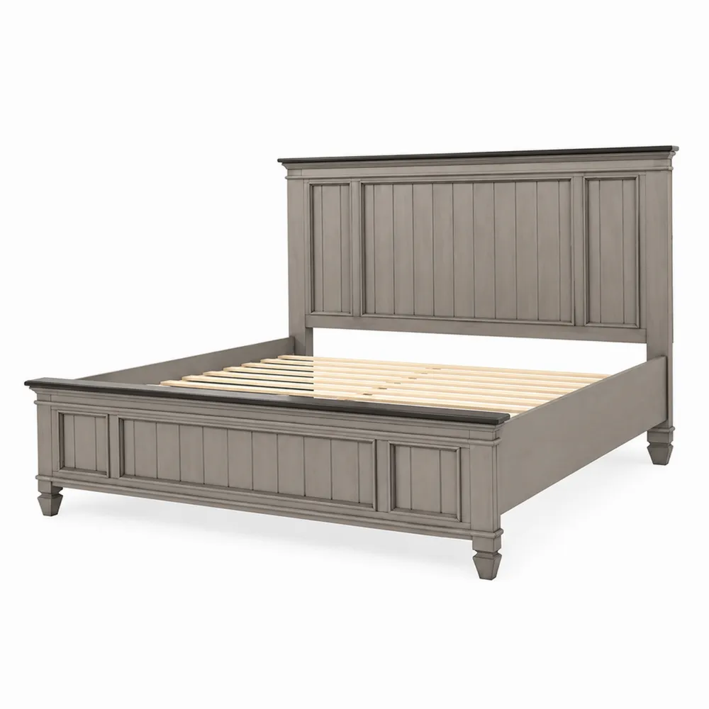 Cama de Madera Gris 200x150 cm-Cosyloftea