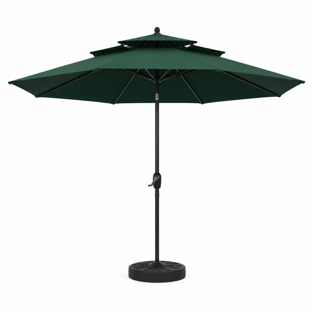 Sombrilla de mercado de poliéster verde con estructura de aluminio-Cosyloftea