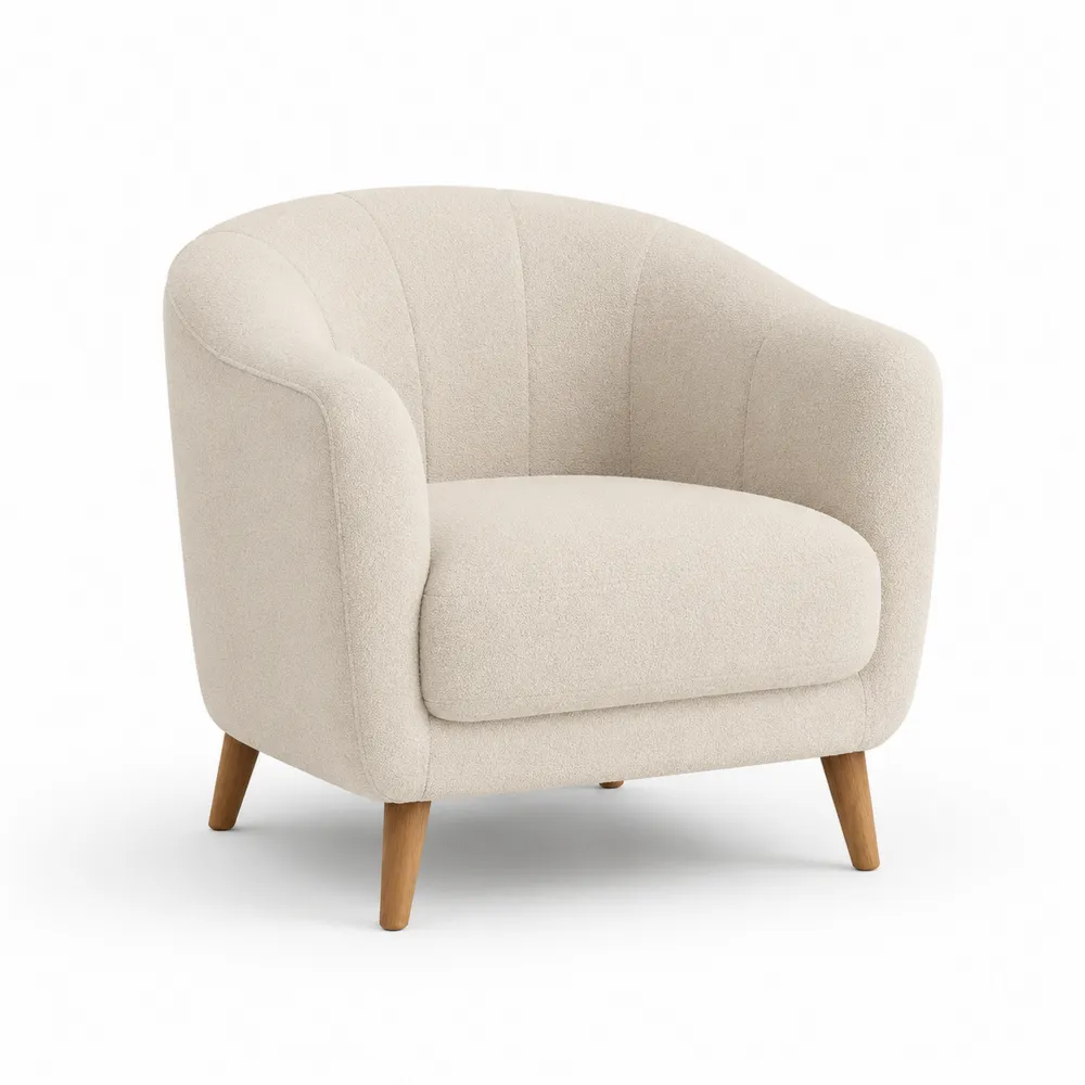 Sillón de tela crema con patas de madera 74x83x82 cm-Cosyloftea
