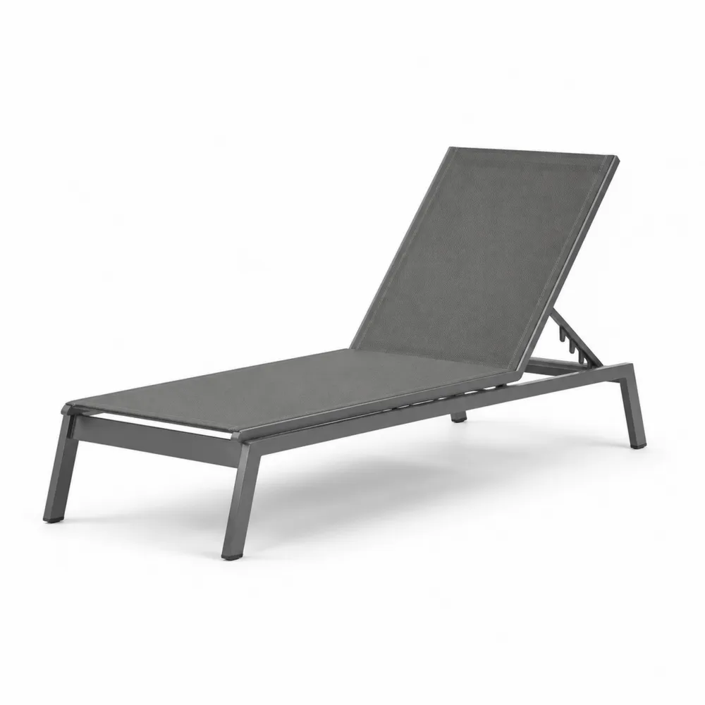 Tumbona de aluminio y textileno gris para exteriores-Cosyloftea