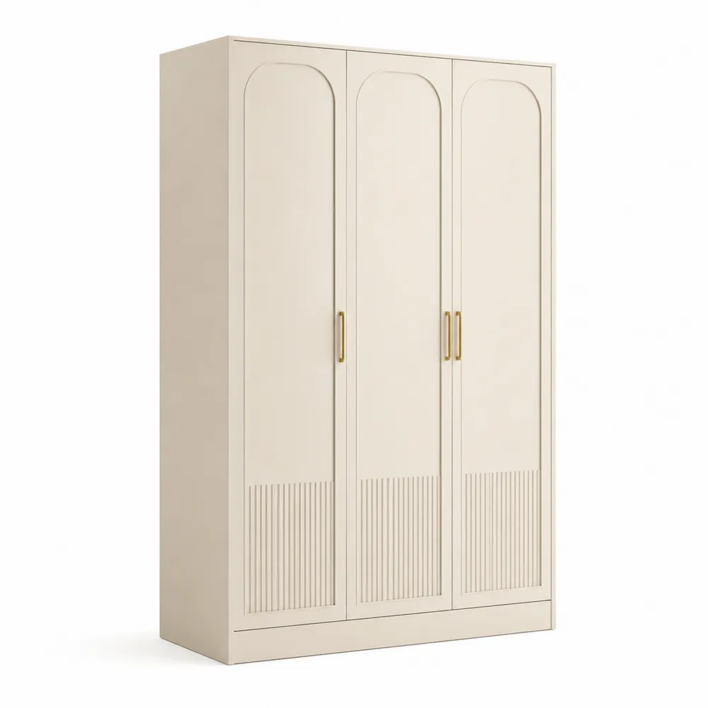 Armario de MDF con 3 puertas y melamina beige-Cosyloftea