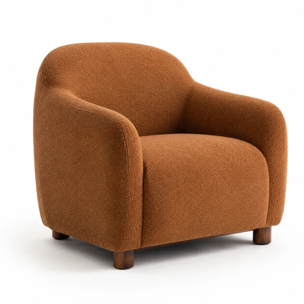 Sillón individual de tela bouclé marrón 80x85x75 cm-Cosyloftea