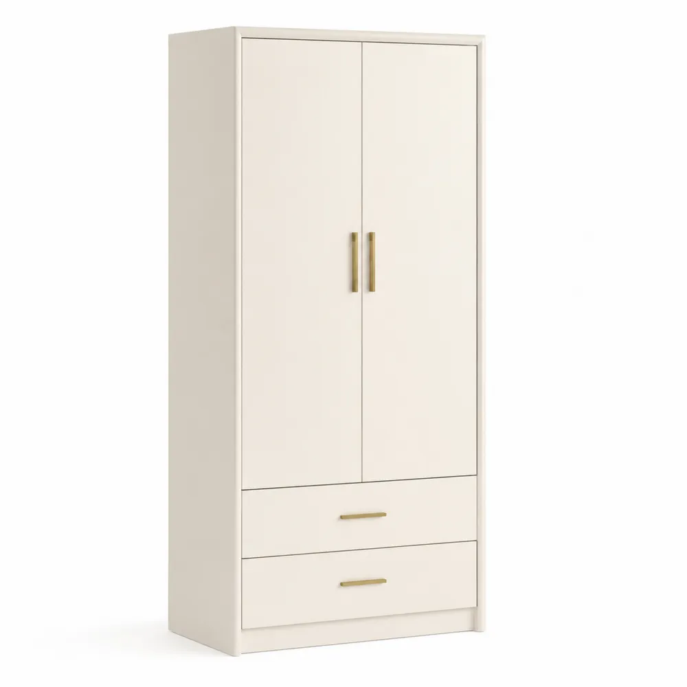 Armario de tablero de partículas blanco con 2 puertas y 2 cajones-Cosyloftea