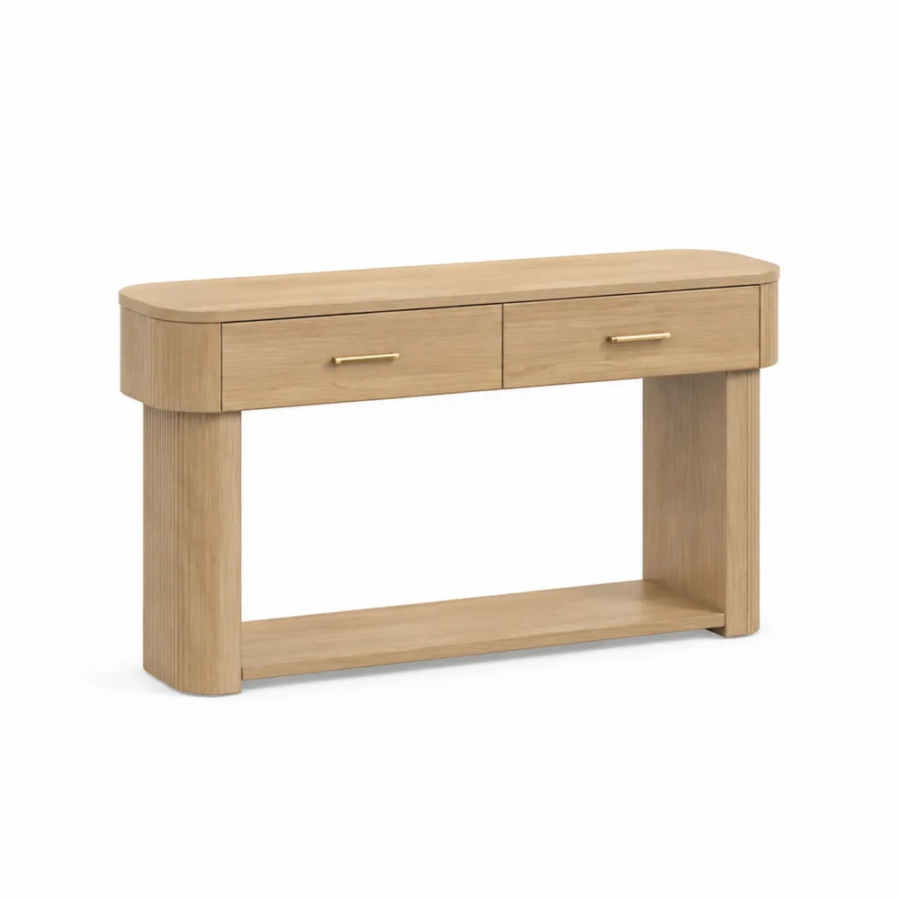 Mesa consola de madera con dos cajones, 120 cm-Cosyloftea