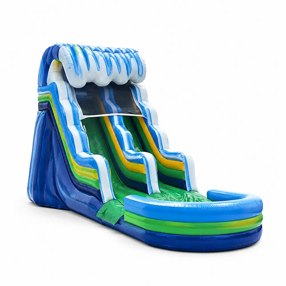 Tobogán inflable de PVC azul/verde/amarillo 5m x 3m x 4.5m-Cosyloftea