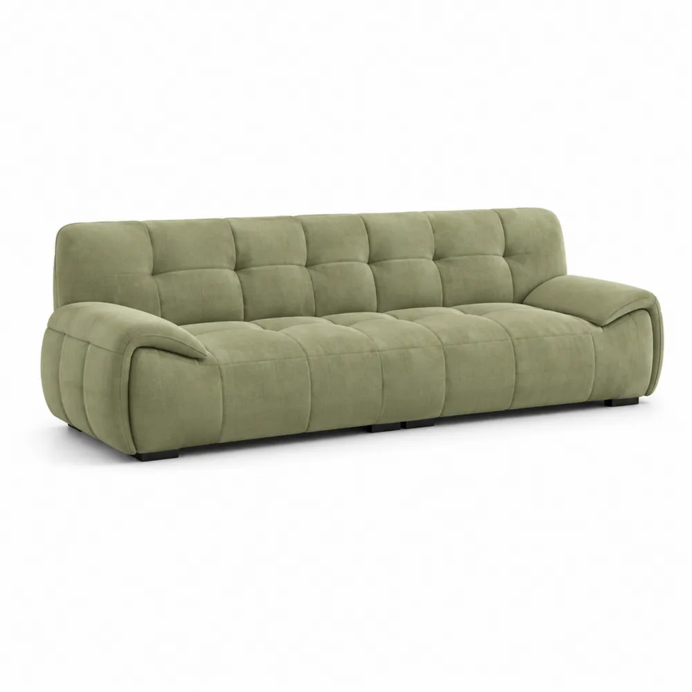 Sofá de 3 plazas de microfibra verde con estructura de madera 220x90x80 cm-Cosyloftea