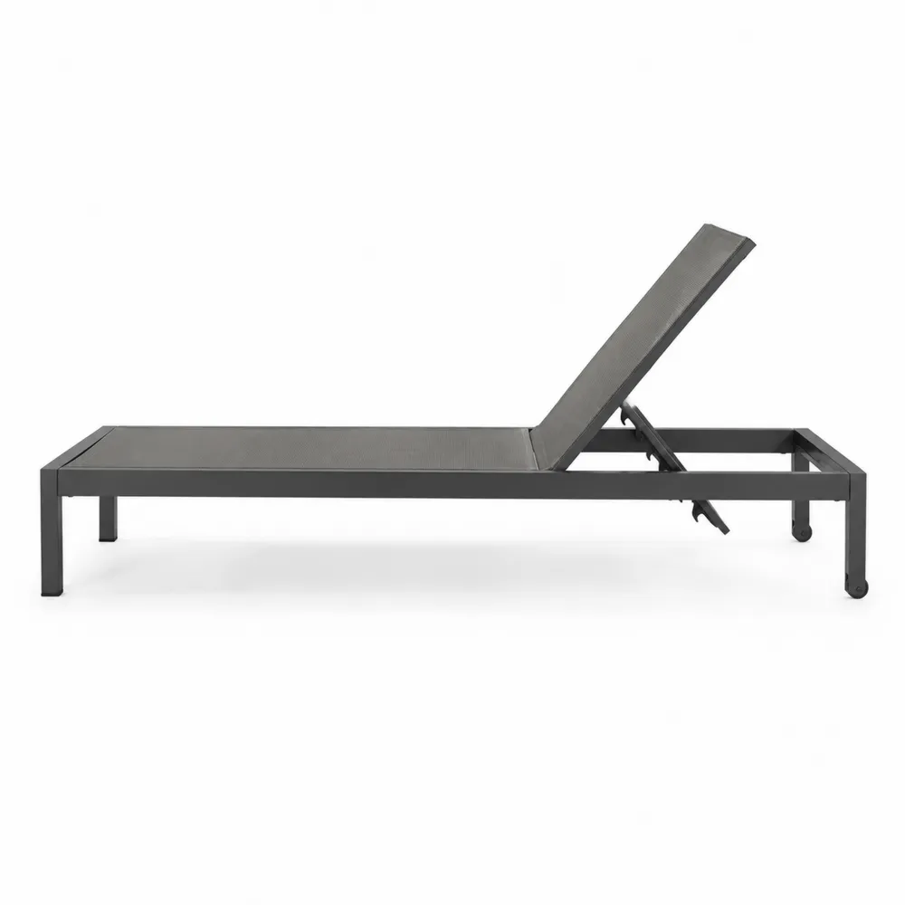 Tumbona de aluminio y textileno gris 200 cm x 65 cm-Cosyloftea