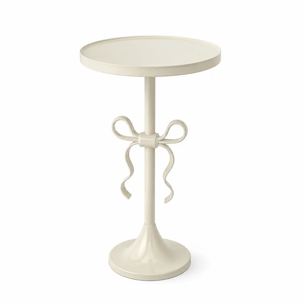 Mesa auxiliar de metal crema con lazo-Cosyloftea